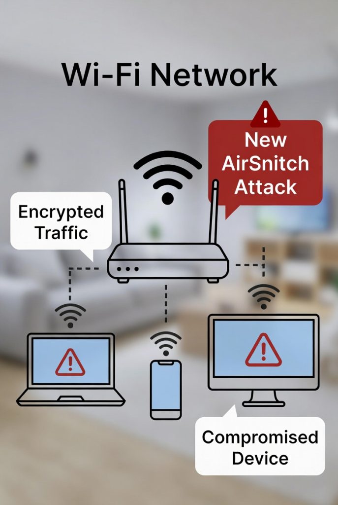 Scopri AirSnitch: la nuova vulnerabilità Wi-Fi che bypassa l'isolamento client su reti WPA2/WPA3. Guida tecnica completa, spiegazione semplice e difese per proteggere la tua rete da attacchi Man-in-the-Middle